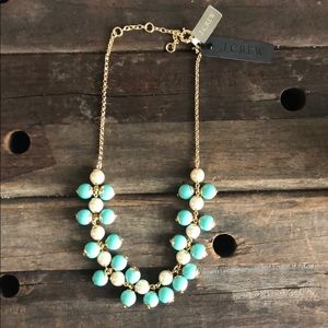 NWT J.Crew Turquoise and Pearl Bauble Necklace